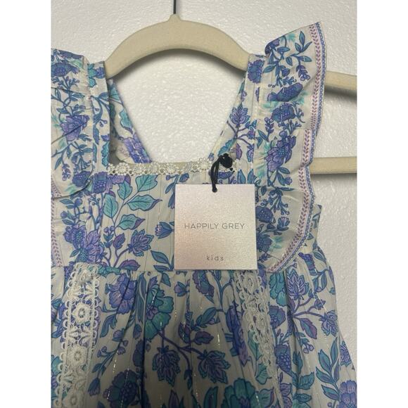 NEW Happily Grey Purple And Blue Floral Sleeveless Metallic Dress Size 12 Mos - Picture 3 of 7